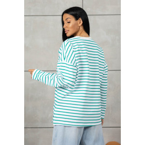 Лонгслив женский 1688/1 футер 2-х нитка пенье (р-ры: 42-52) зеленый-белый