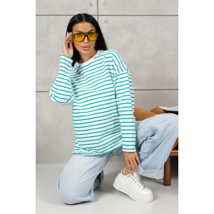 Лонгслив женский 1688/1 футер 2-х нитка пенье (р-ры: 42-52) зеленый-белый