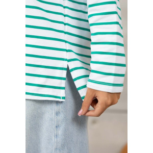 Лонгслив женский 1688/1 футер 2-х нитка пенье (р-ры: 42-52) зеленый-белый