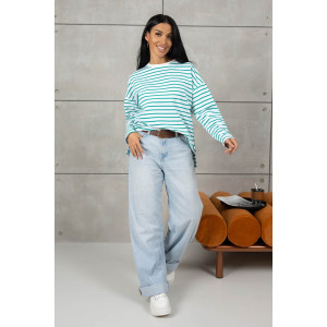 Лонгслив женский 1688/1 футер 2-х нитка пенье (р-ры: 42-52) зеленый-белый