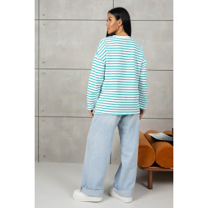 Лонгслив женский 1688/1 футер 2-х нитка пенье (р-ры: 42-52) зеленый-белый