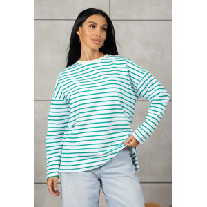 Лонгслив женский 1688/1 футер 2-х нитка пенье (р-ры: 42-52) зеленый-белый