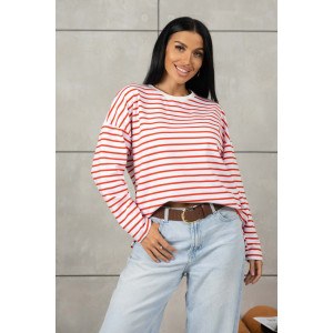 Лонгслив женский 1688/2 футер 2-х нитка пенье (р-ры: 42-52) белый-красный