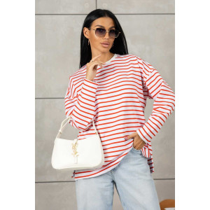 Лонгслив женский 1688/2 футер 2-х нитка пенье (р-ры: 42-52) белый-красный