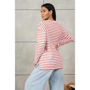 Лонгслив женский 1688/2 футер 2-х нитка пенье (р-ры: 42-52) белый-красный