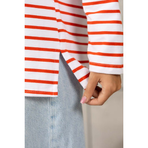 Лонгслив женский 1688/2 футер 2-х нитка пенье (р-ры: 42-52) белый-красный