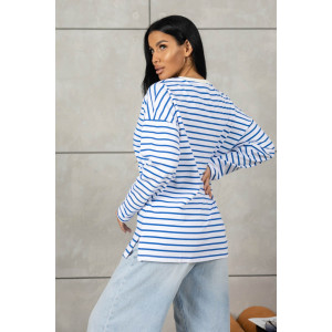 Лонгслив женский 1688/4 футер 2-х нитка пенье (р-ры: 42-52) голубой-белый