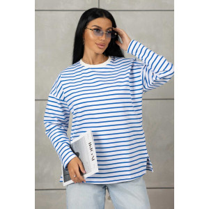 Лонгслив женский 1688/4 футер 2-х нитка пенье (р-ры: 42-52) голубой-белый