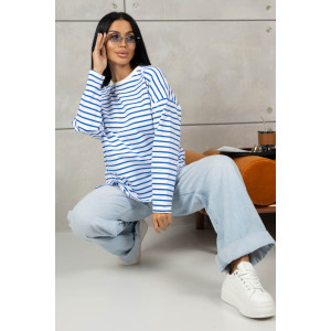 Лонгслив женский 1688/4 футер 2-х нитка пенье (р-ры: 42-52) голубой-белый