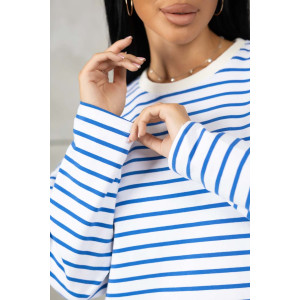 Лонгслив женский 1688/4 футер 2-х нитка пенье (р-ры: 42-52) голубой-белый