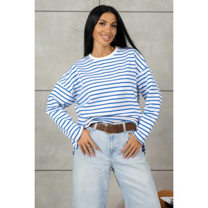 Лонгслив женский 1688/4 футер 2-х нитка пенье (р-ры: 42-52) голубой-белый