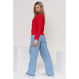 Лонгслив женский 1585/4 кулирка с лайкрой (р-ры: 42-54) красный