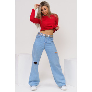 Лонгслив женский 1585/4 кулирка с лайкрой (р-ры: 42-54) красный