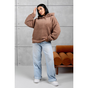 Толстовка женская 1770/2 шерпа (р-ры: 42-50) коричнево-бежевый Толстовка женская 1770/2 шерпа (р-ры: 42-50) коричнево-бежевый