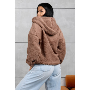 Толстовка женская 1770/2 шерпа (р-ры: 42-50) коричнево-бежевый Толстовка женская 1770/2 шерпа (р-ры: 42-50) коричнево-бежевый