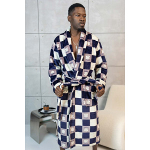 Халат мужской 78Ф/18 велсофт (р-ры: 48-62) синий-молочный Халат мужской 78Ф/18 велсофт (р-ры: 48-62) синий-молочный