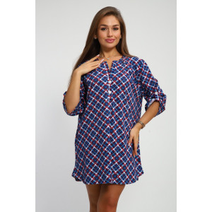 Рубашка-туника женская №212.2 кулирка (р-ры: 46-60) синий Рубашка-туника женская №212.2 кулирка (р-ры: 46-60) синий