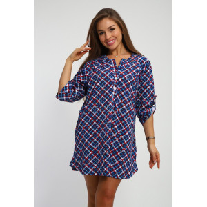 Рубашка-туника женская №212.2 кулирка (р-ры: 46-60) синий Рубашка-туника женская №212.2 кулирка (р-ры: 46-60) синий