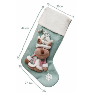 Новогодний декоративный носок для подарков 057443 Олень зеленый
