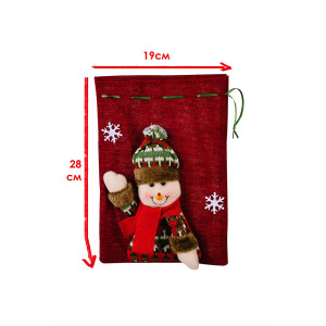Новогодний декоративный мешок для подарков 057442 красный