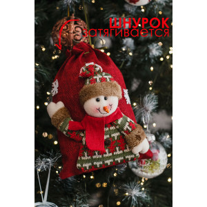 Новогодний декоративный мешок для подарков 057442 красный