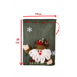 Новогодний декоративный мешок для подарков 057442 зеленый