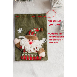 Новогодний декоративный мешок для подарков 057442 зеленый