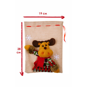 Новогодний декоративный мешок для подарков 057442 серый