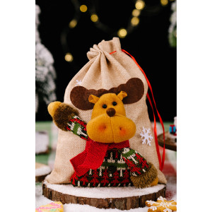 Новогодний декоративный мешок для подарков 057442 серый