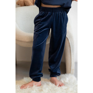 Костюм двойка детский М-03КД "Котик" велюр (р-ры: 30-42) темно-синий