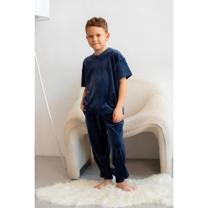 Костюм двойка детский М-03КД "Котик" велюр (р-ры: 30-42) темно-синий