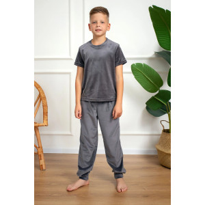 Костюм двойка детский М-03КД "Котик" велюр (р-ры: 30-42) графит