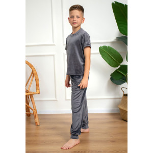 Костюм двойка детский М-03КД "Котик" велюр (р-ры: 30-42) графит