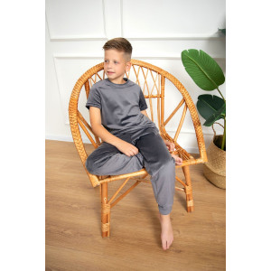 Костюм двойка детский М-03КД "Котик" велюр (р-ры: 30-42) графит