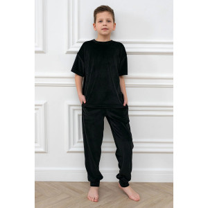 Костюм двойка детский М-03КД "Котик" велюр (р-ры: 30-42) черный