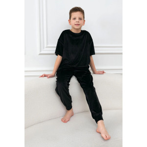 Костюм двойка детский М-03КД "Котик" велюр (р-ры: 30-42) черный