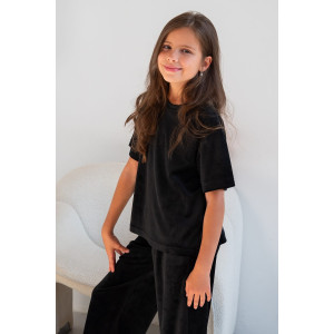 Костюм двойка детский М-04КД "Кэтти-1" велюр (р-ры: 34-40) черный