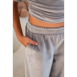 Костюм двойка детский М-04КД "Кэтти-1" велюр (р-ры: 34-40) серый