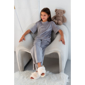 Костюм двойка детский М-04КД "Кэтти-1" велюр (р-ры: 34-40) серый