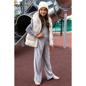 Костюм двойка детский М-72Д "Самолет" велюр (р-ры: 34-40) серый