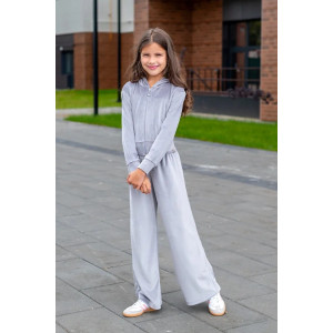 Костюм двойка детский М-72Д "Самолет" велюр (р-ры: 34-40) серый