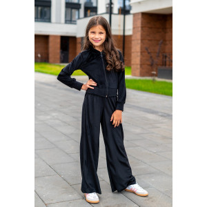 Костюм двойка детский М-72Д "Самолет" велюр (р-ры: 34-40) черный