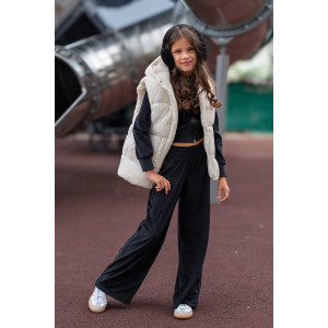 Костюм двойка детский М-72Д "Самолет" велюр (р-ры: 34-40) черный