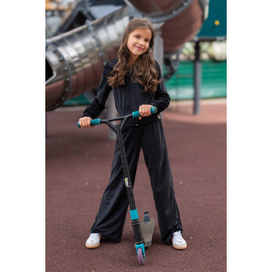 Костюм двойка детский М-72Д "Самолет" велюр (р-ры: 34-40) черный