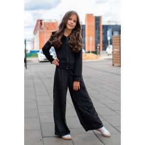 Костюм двойка детский М-72Д "Самолет" велюр (р-ры: 34-40) черный