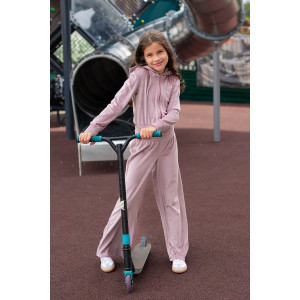 Костюм двойка детский М-72Д "Самолет" велюр (р-ры: 34-40) розовый