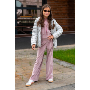 Костюм двойка детский М-72Д "Самолет" велюр (р-ры: 34-40) розовый