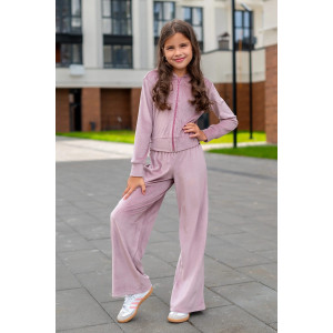 Костюм двойка детский М-72Д "Самолет" велюр (р-ры: 34-40) розовый