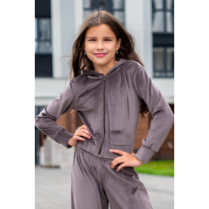 Костюм двойка детский М-72Д "Самолет" велюр (р-ры: 34-40) молочный шоколад