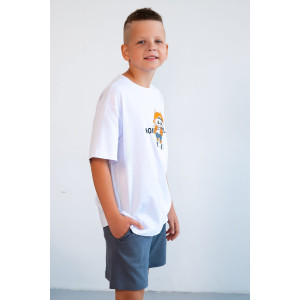 Костюм двойка детский М-5КД "Яркий" кулирка (р-ры: 32-40) белый